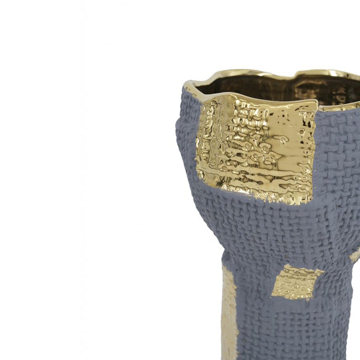 Artekko Candia Κεραμικό Βάζο σε Μπλε με Χρυσό (18.5x18.5x31)cm