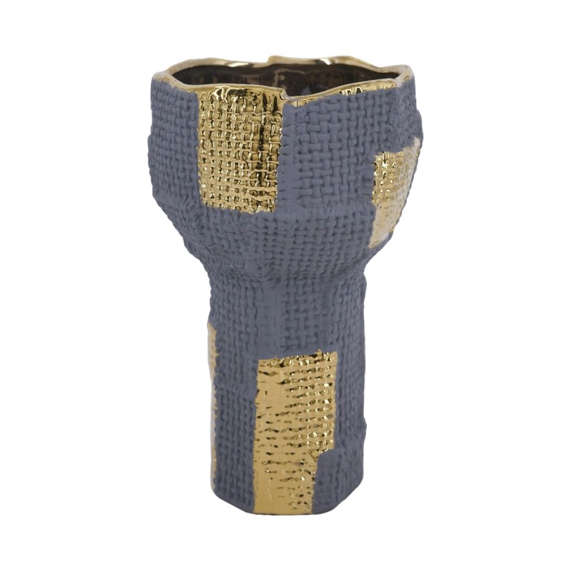 Artekko Candia Κεραμικό Βάζο σε Μπλε με Χρυσό (18.5x18.5x31)cm