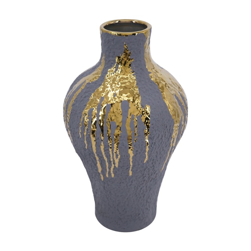 Artekko Candia Κεραμικό Βάζο σε Μπλε με Χρυσό (23x23x41.5)cm