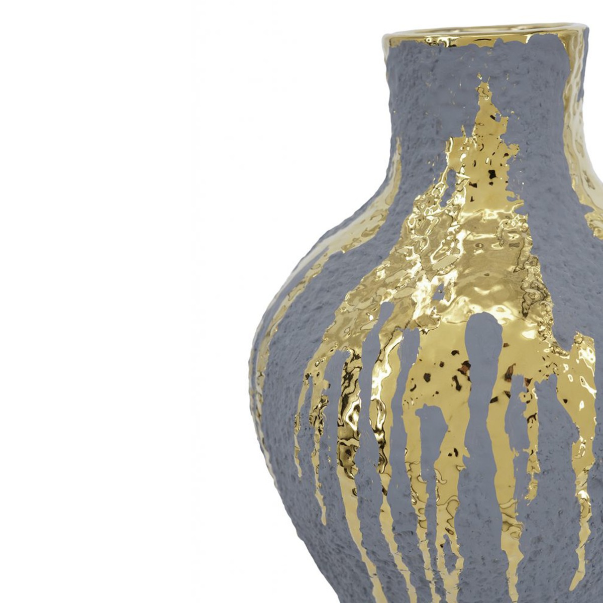 Artekko Candia Κεραμικό Βάζο σε Μπλε με Χρυσό (23x23x41.5)cm