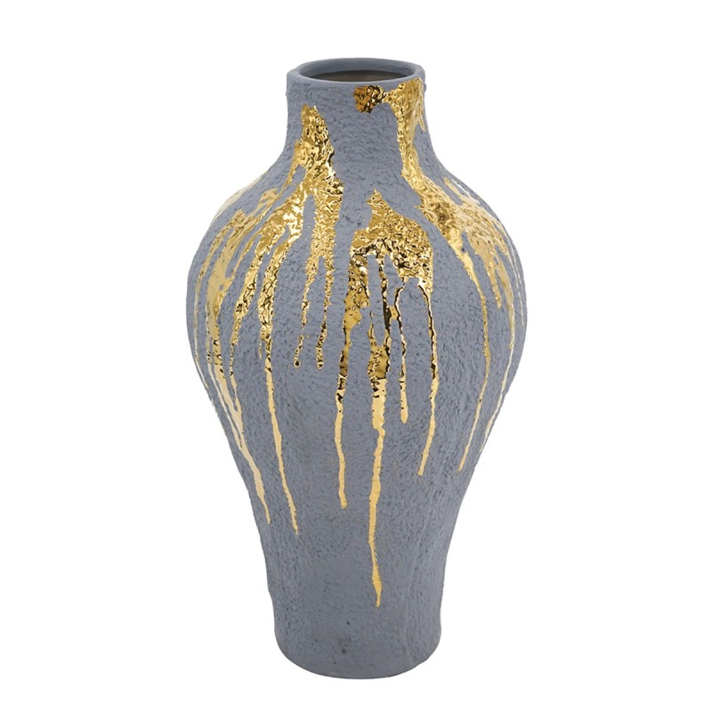 Artekko Candia Κεραμικό Βάζο σε Μπλε με Χρυσό (26x26x50)cm