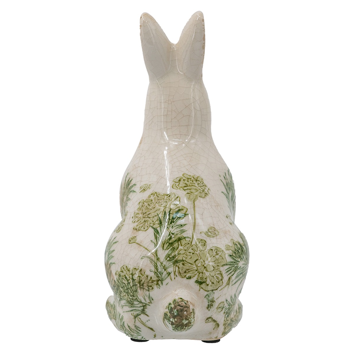 Artekko Aging Μπεζ Κεραμικός Διακοσμητικό Λαγός  με Πράσινες Λεπτομέρειες (13x10x20.5)cm