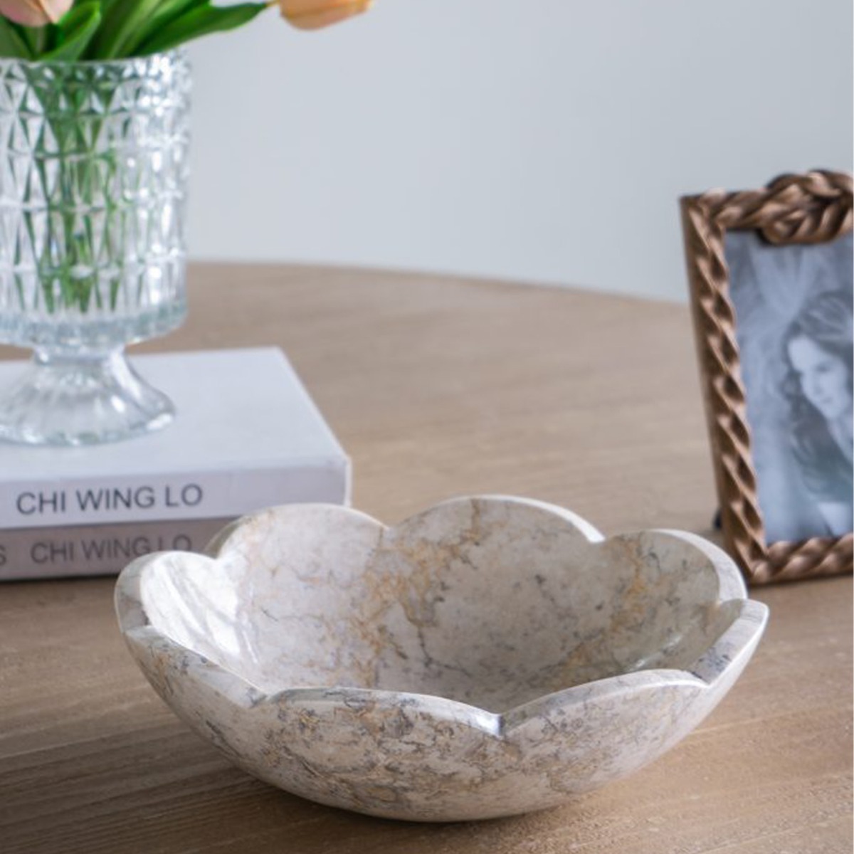 Artekko Marble Μπεζ Μαρμάρινο Μπολ (25x25x7.5)cm