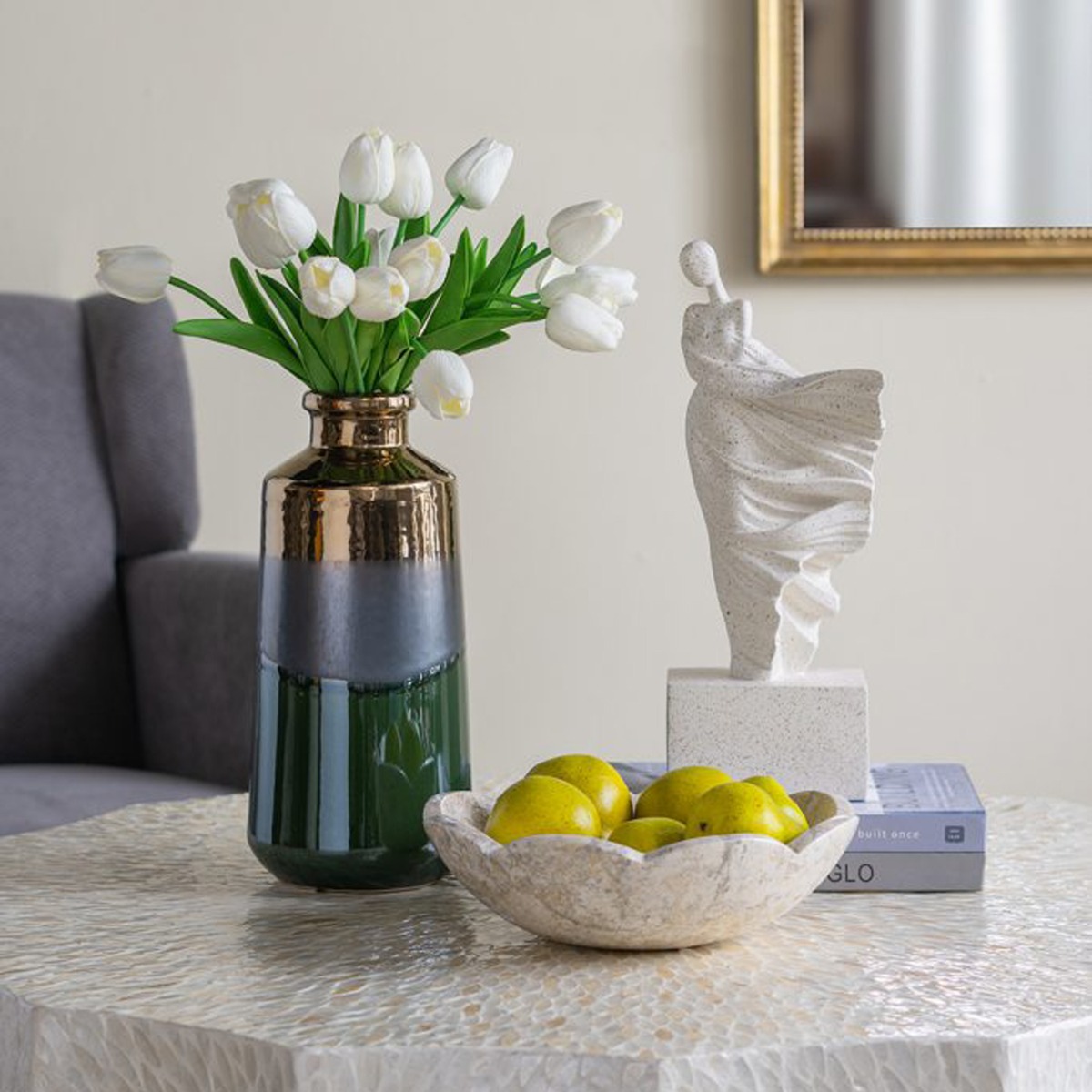 Artekko Marble Μπεζ Μαρμάρινο Μπολ (25x25x7.5)cm