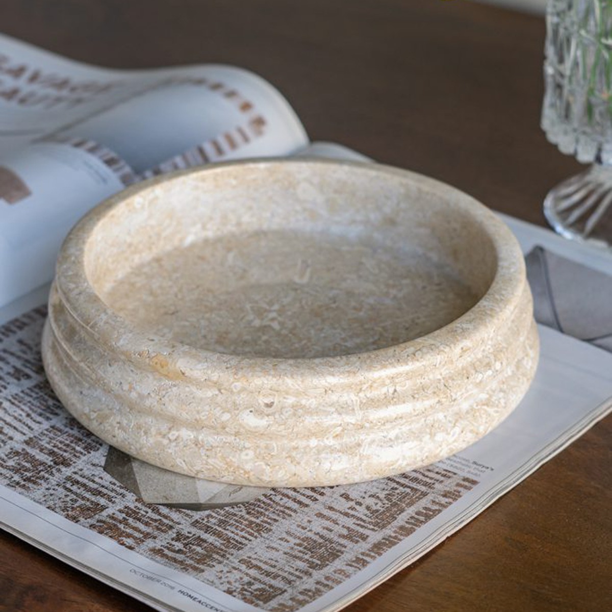 Artekko Marble Μπεζ Μαρμάρινο Μπολ (22x22x5)cm