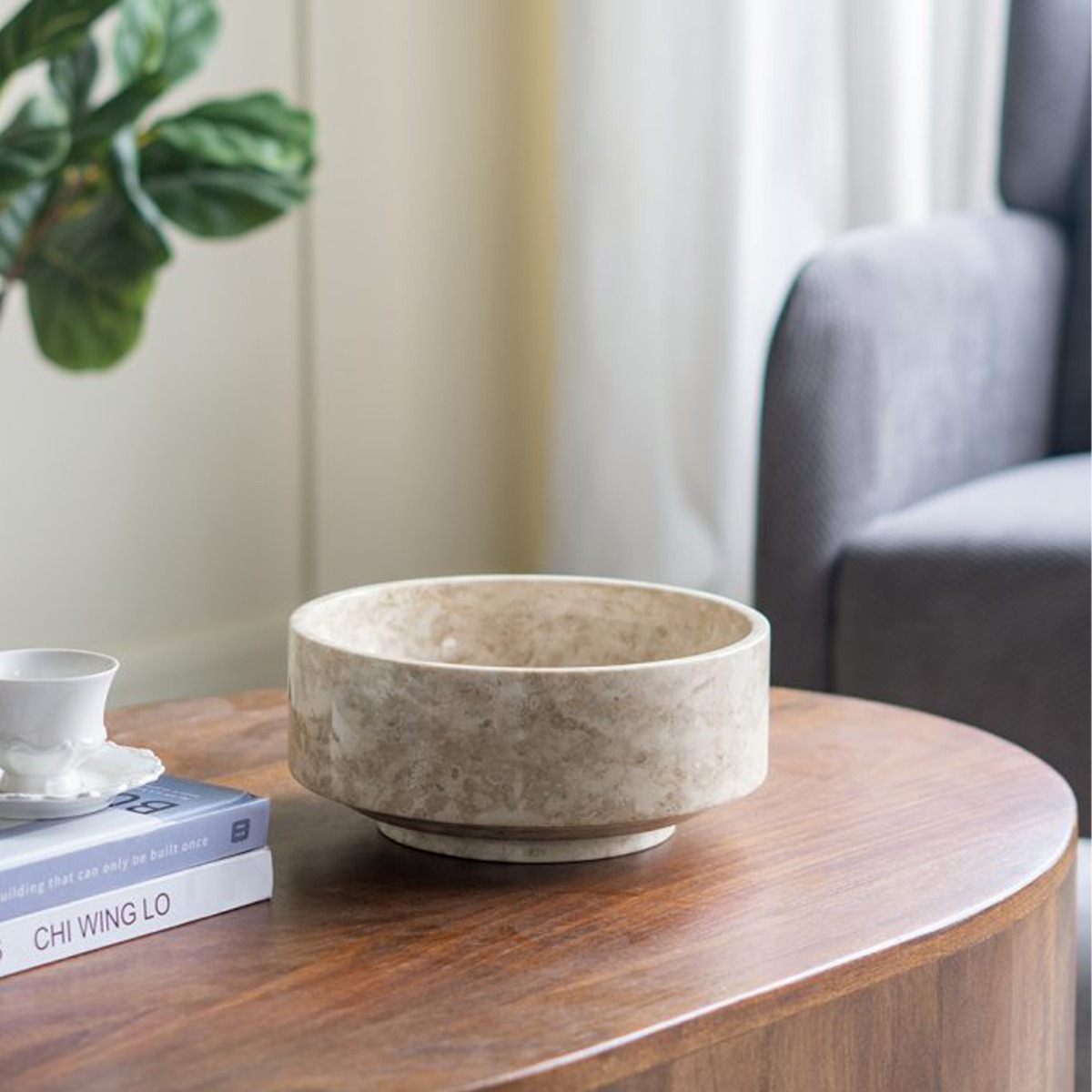 Artekko Marble Μπεζ Μαρμάρινο Μπολ (24x24x11)cm