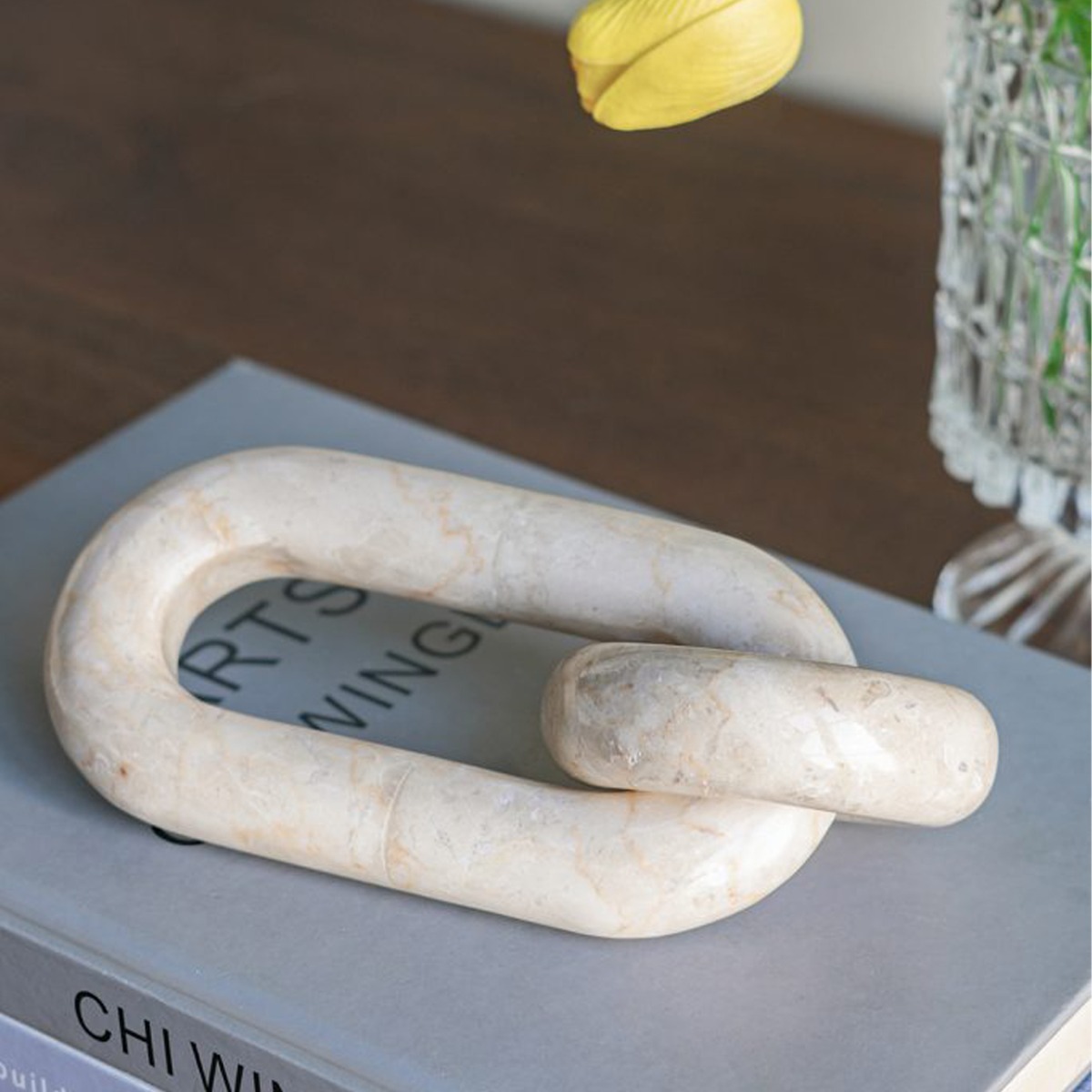 Artekko Marble Μπεζ Μαρμάρινη Διακοσμητική Αλυσίδα (16.5x8x3)cm