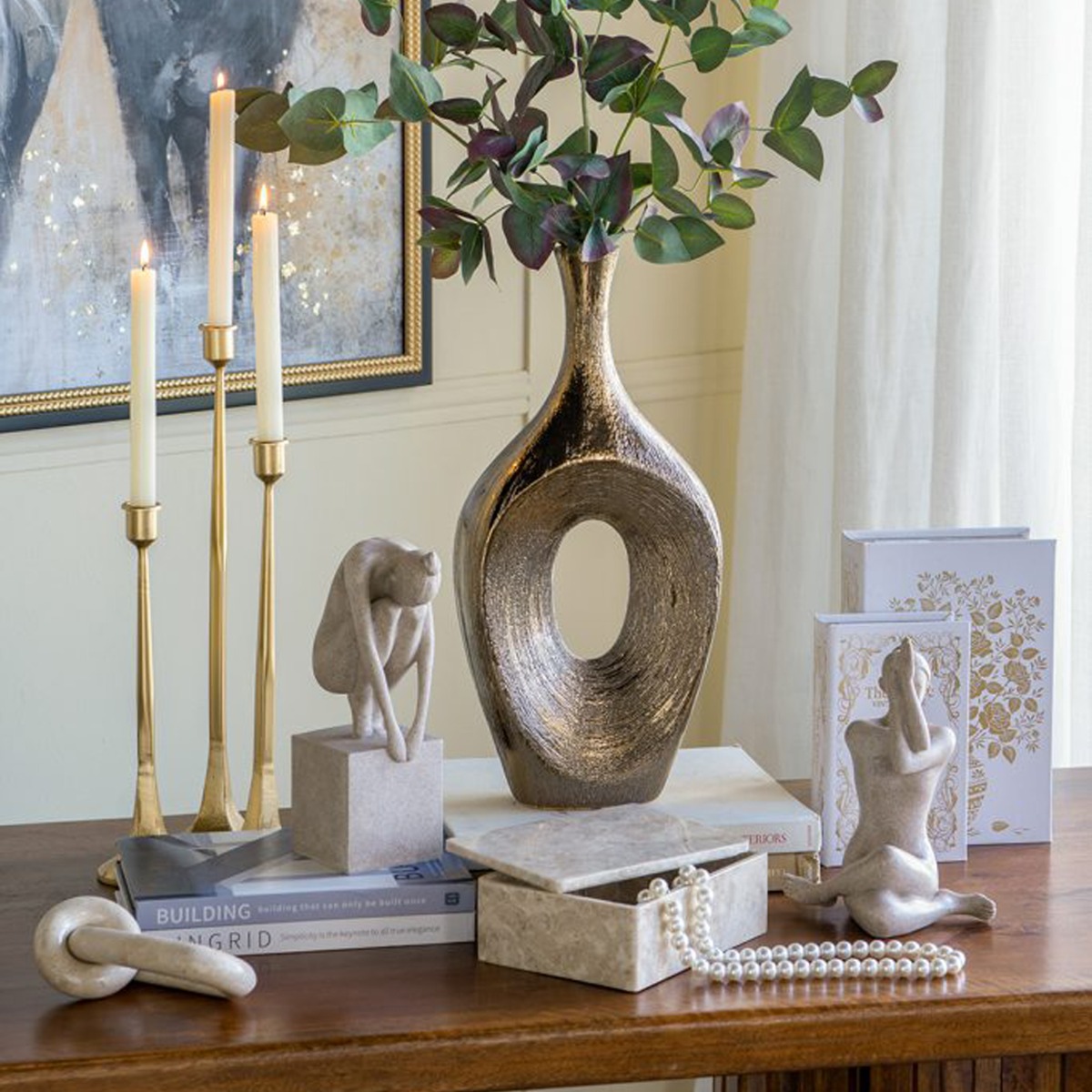 Artekko Marble Μπεζ Μαρμάρινη Διακοσμητική Αλυσίδα (16.5x8x3)cm