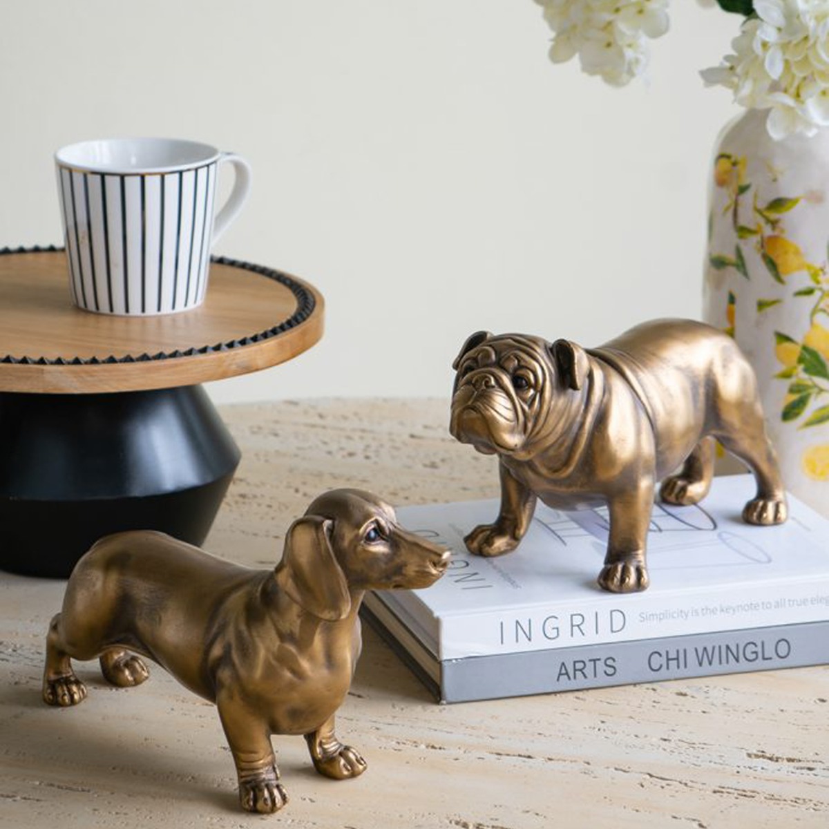Artekko Animal Μπρονζέ Επιτραπέζιος Διακοσμητικός Σκύλος από Ρητίνη (29x8.5x16.8)cm