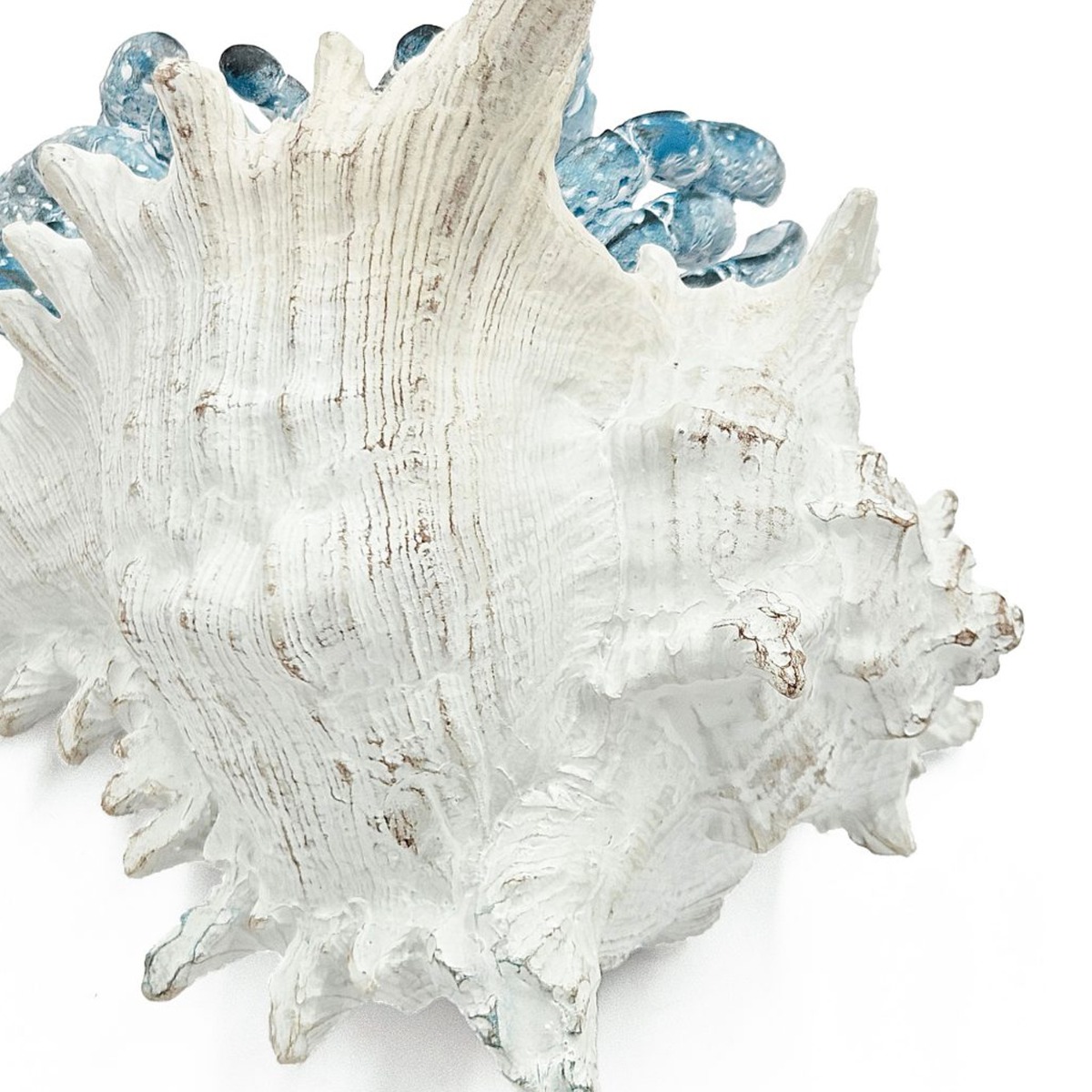 Artekko Animal Μπλε Επιτραπέζιο Διακοσμητικό Καβούρι σε Λευκό Κοχύλι από Ρητίνη (18.5x18x14.5)cm