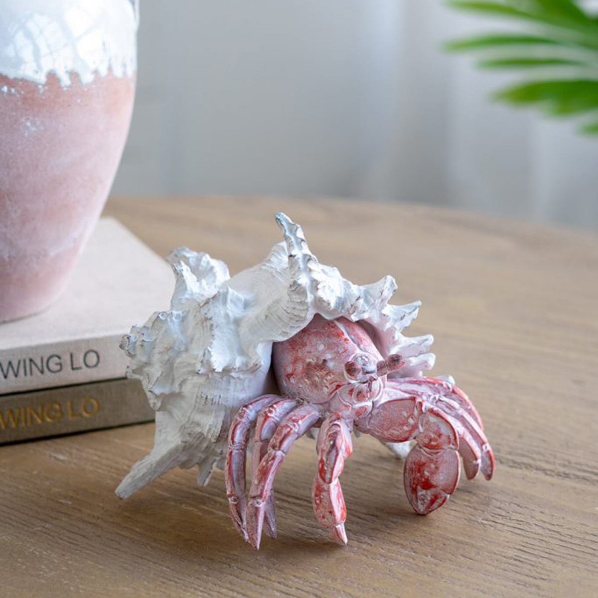 Artekko Animal Κόκκινο Επιτραπέζιο Διακοσμητικό Καβούρι σε Λευκό Κοχύλι από Ρητίνη (18.5x18x14.5)cm