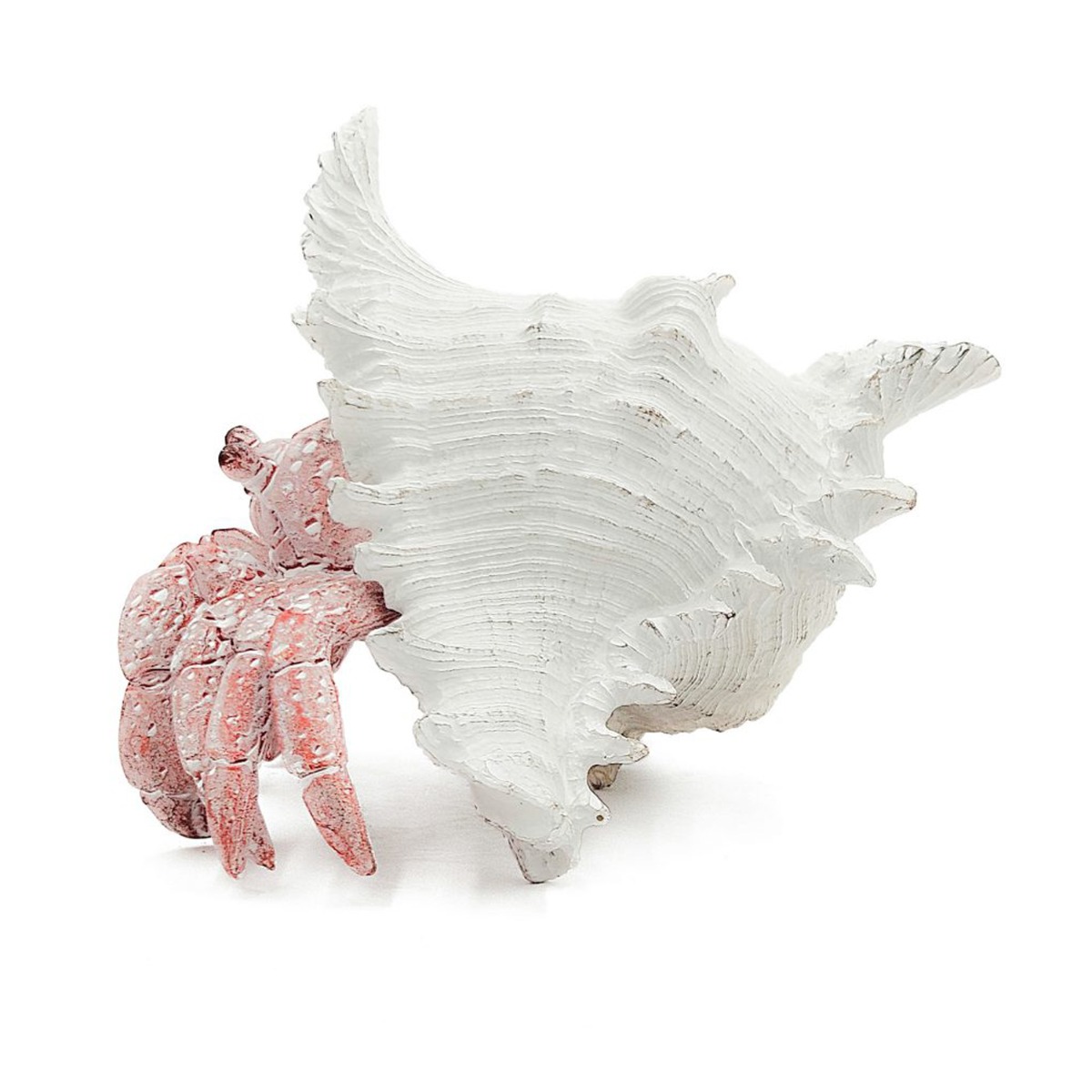 Artekko Animal Κόκκινο Επιτραπέζιο Διακοσμητικό Καβούρι σε Λευκό Κοχύλι από Ρητίνη (18.5x18x14.5)cm