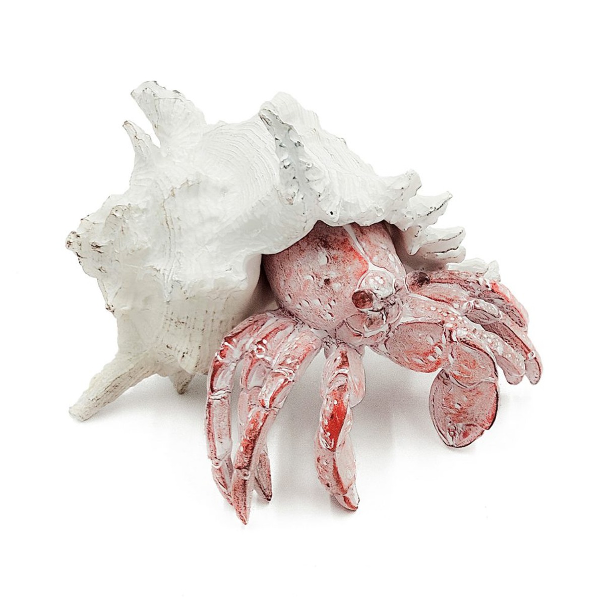 Artekko Animal Κόκκινο Επιτραπέζιο Διακοσμητικό Καβούρι σε Λευκό Κοχύλι από Ρητίνη (18.5x18x14.5)cm