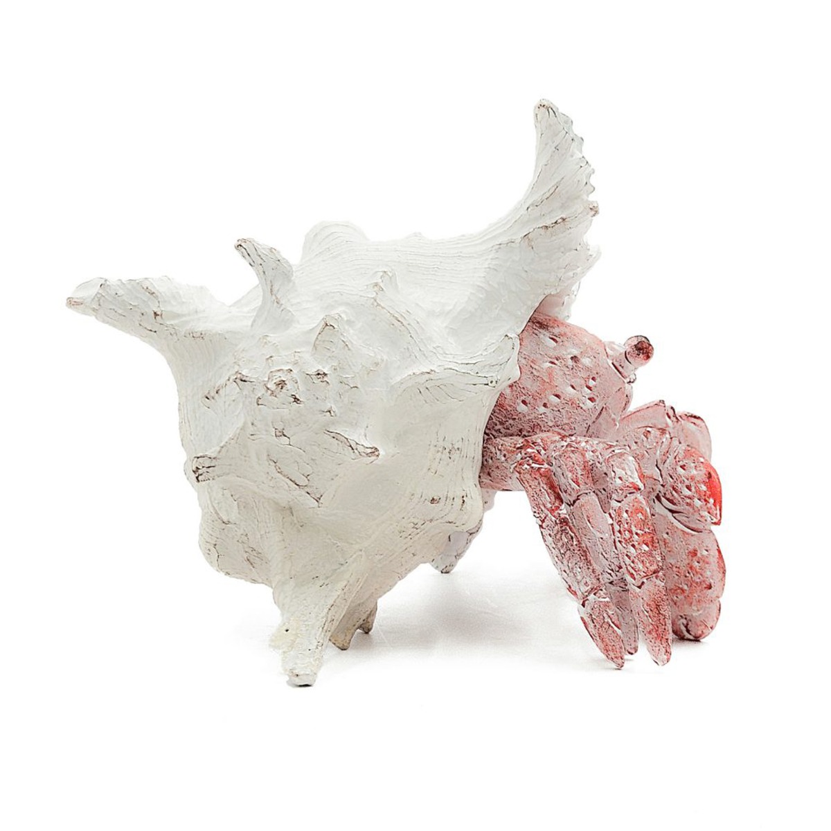 Artekko Animal Κόκκινο Επιτραπέζιο Διακοσμητικό Καβούρι σε Λευκό Κοχύλι από Ρητίνη (18.5x18x14.5)cm