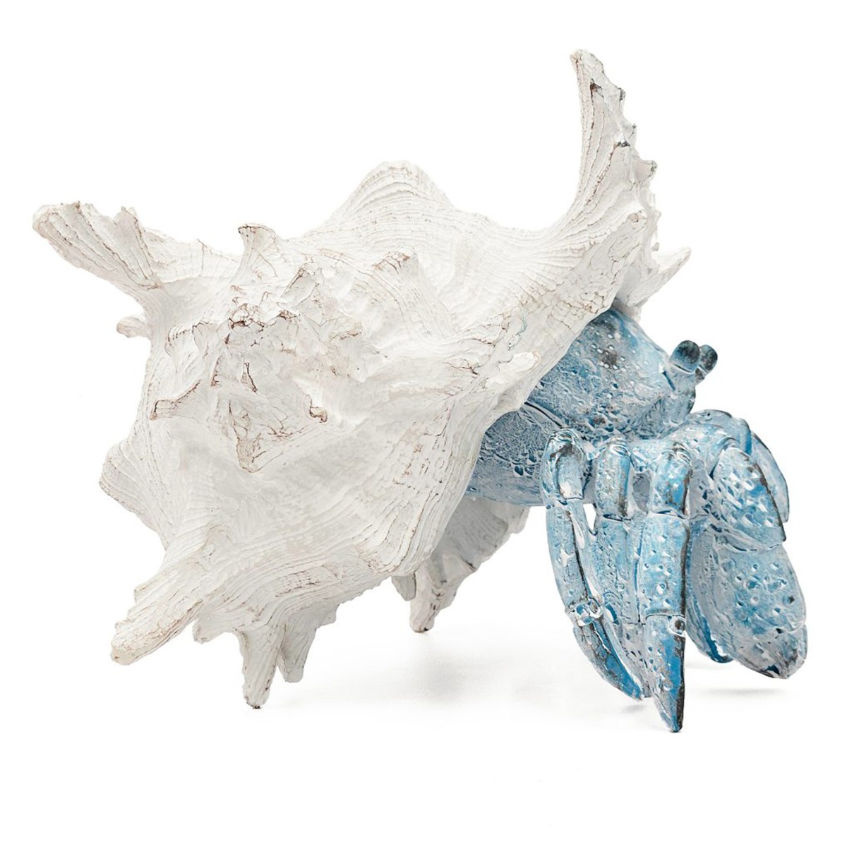 Artekko Animal Μπλε Επιτραπέζιο Διακοσμητικό Καβούρι σε Λευκό Κοχύλι από Ρητίνη (23.5x23.5x17.8)cm