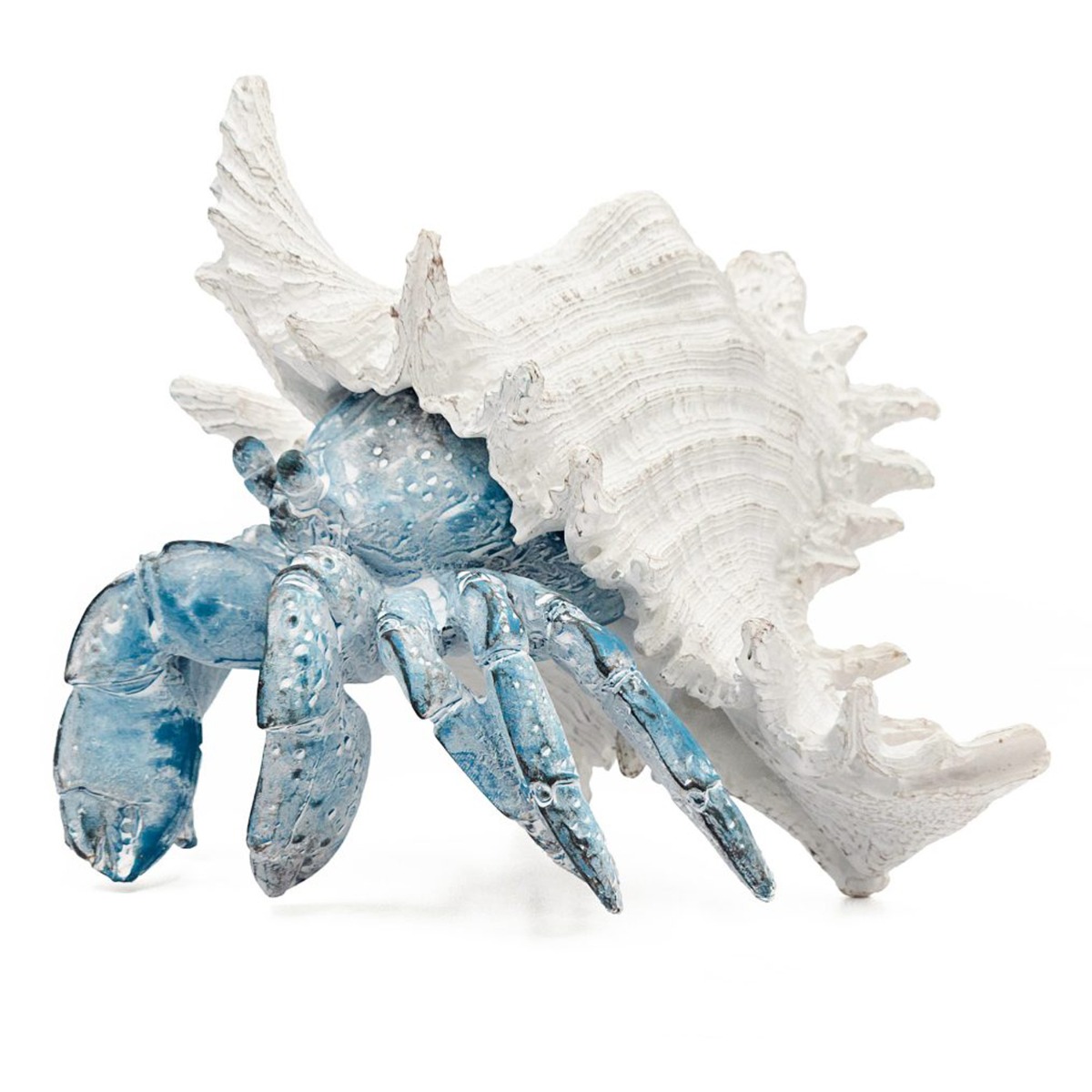 Artekko Animal Μπλε Επιτραπέζιο Διακοσμητικό Καβούρι σε Λευκό Κοχύλι από Ρητίνη (23.5x23.5x17.8)cm