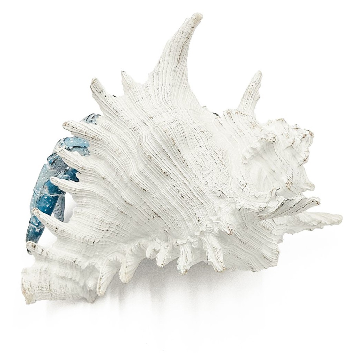 Artekko Animal Μπλε Επιτραπέζιο Διακοσμητικό Καβούρι σε Λευκό Κοχύλι από Ρητίνη (23.5x23.5x17.8)cm