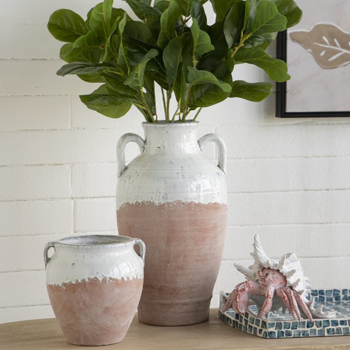 Artekko Animal Κόκκινο Επιτραπέζιο Διακοσμητικό Καβούρι σε Λευκό Κοχύλι από Ρητίνη (23.5x23.5x17.8)cm