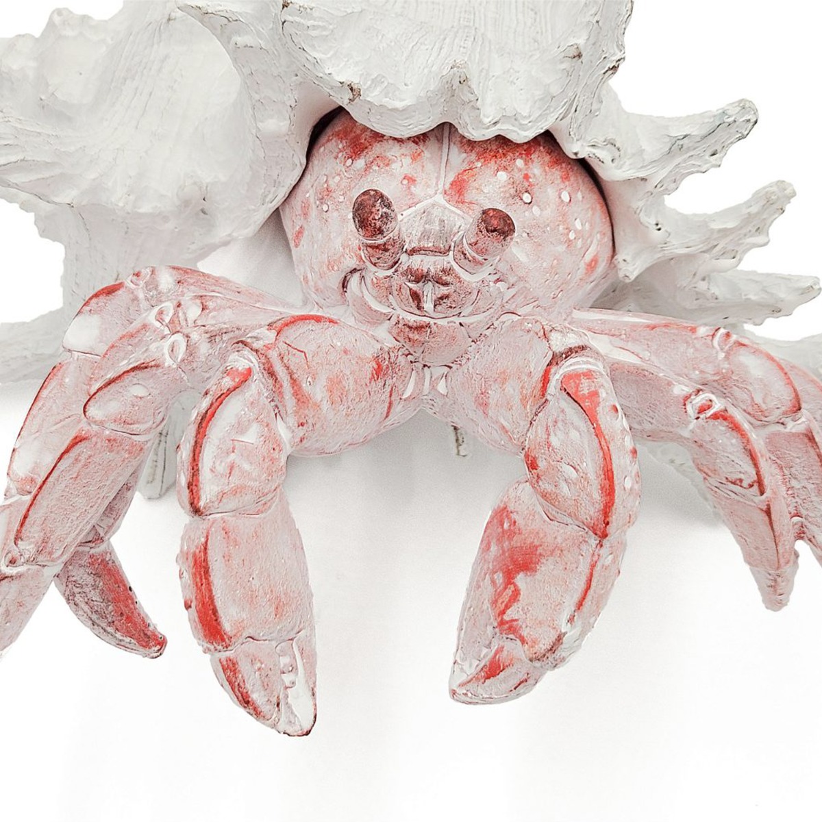 Artekko Animal Κόκκινο Επιτραπέζιο Διακοσμητικό Καβούρι σε Λευκό Κοχύλι από Ρητίνη (23.5x23.5x17.8)cm