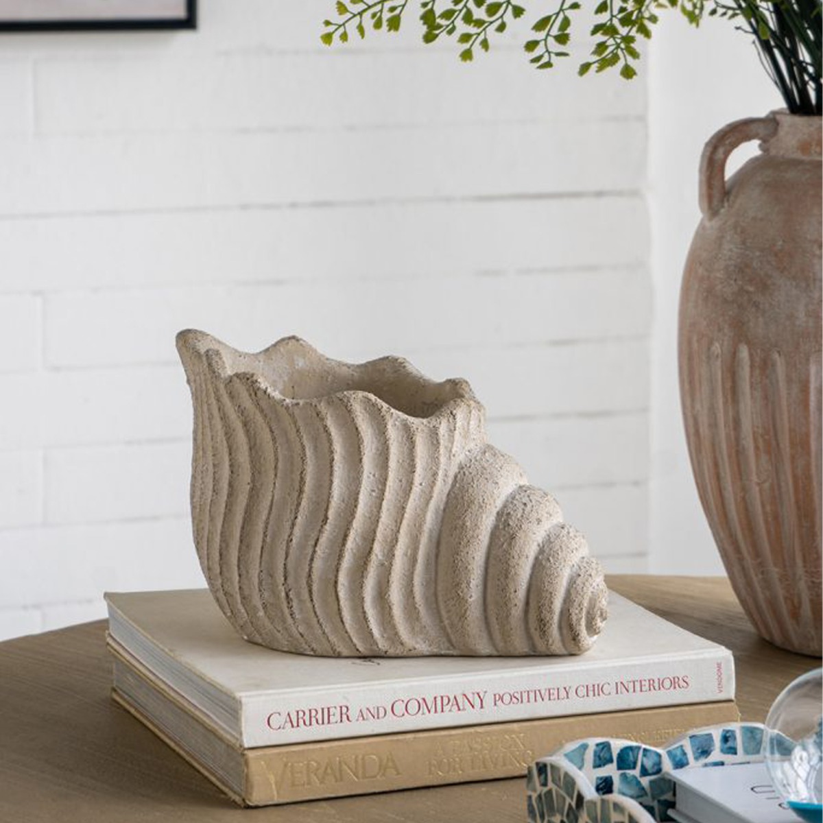 Artekko Cement Μπεζ Τσιμεντένιο Διακοσμητικό Δοχείο Κασπώ (29.5x18x18)cm