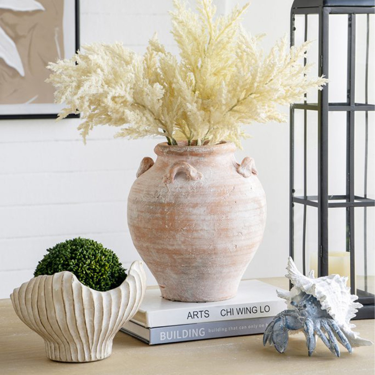 Artekko Cement Μπεζ Τσιμεντένιο Διακοσμητικό Δοχείο Κασπώ (19x18.5x14)cm