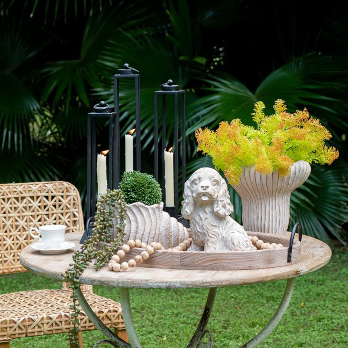 Artekko Cement Μπεζ Τσιμεντένιο Διακοσμητικό Δοχείο Κασπώ (23.5x22.5x22)cm