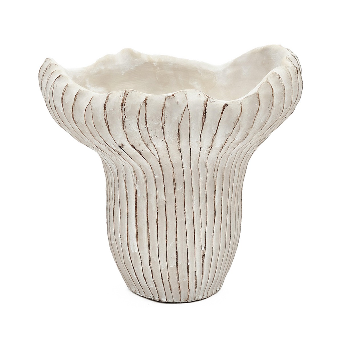 Artekko Cement Μπεζ Τσιμεντένιο Διακοσμητικό Δοχείο Κασπώ (23.5x22.5x22)cm