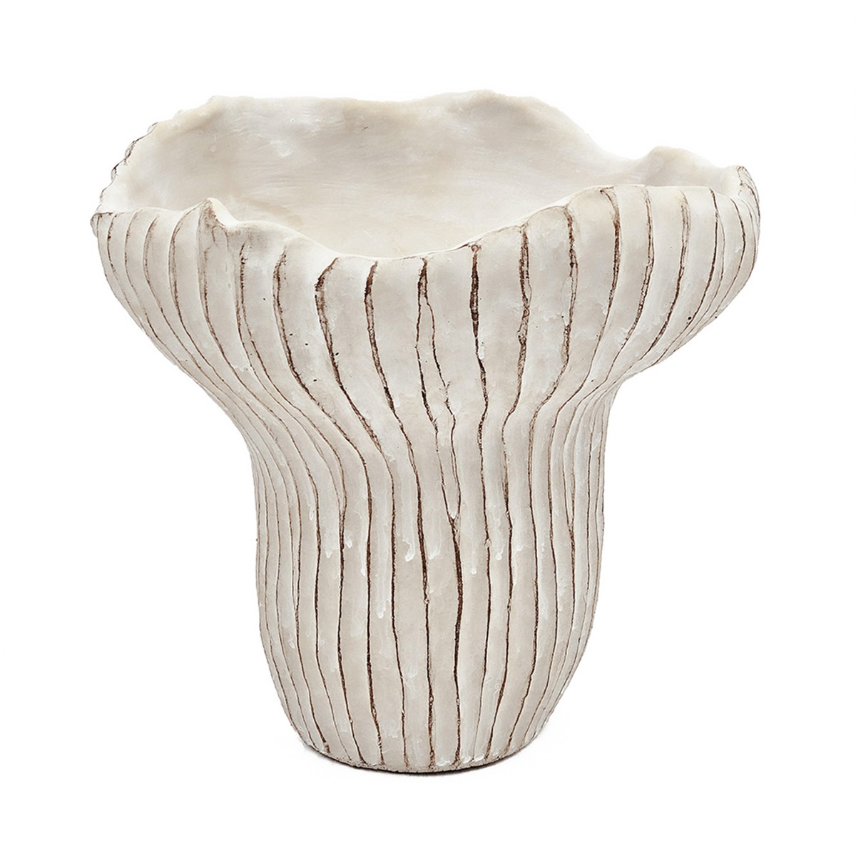 Artekko Cement Μπεζ Τσιμεντένιο Διακοσμητικό Δοχείο Κασπώ (23.5x22.5x22)cm