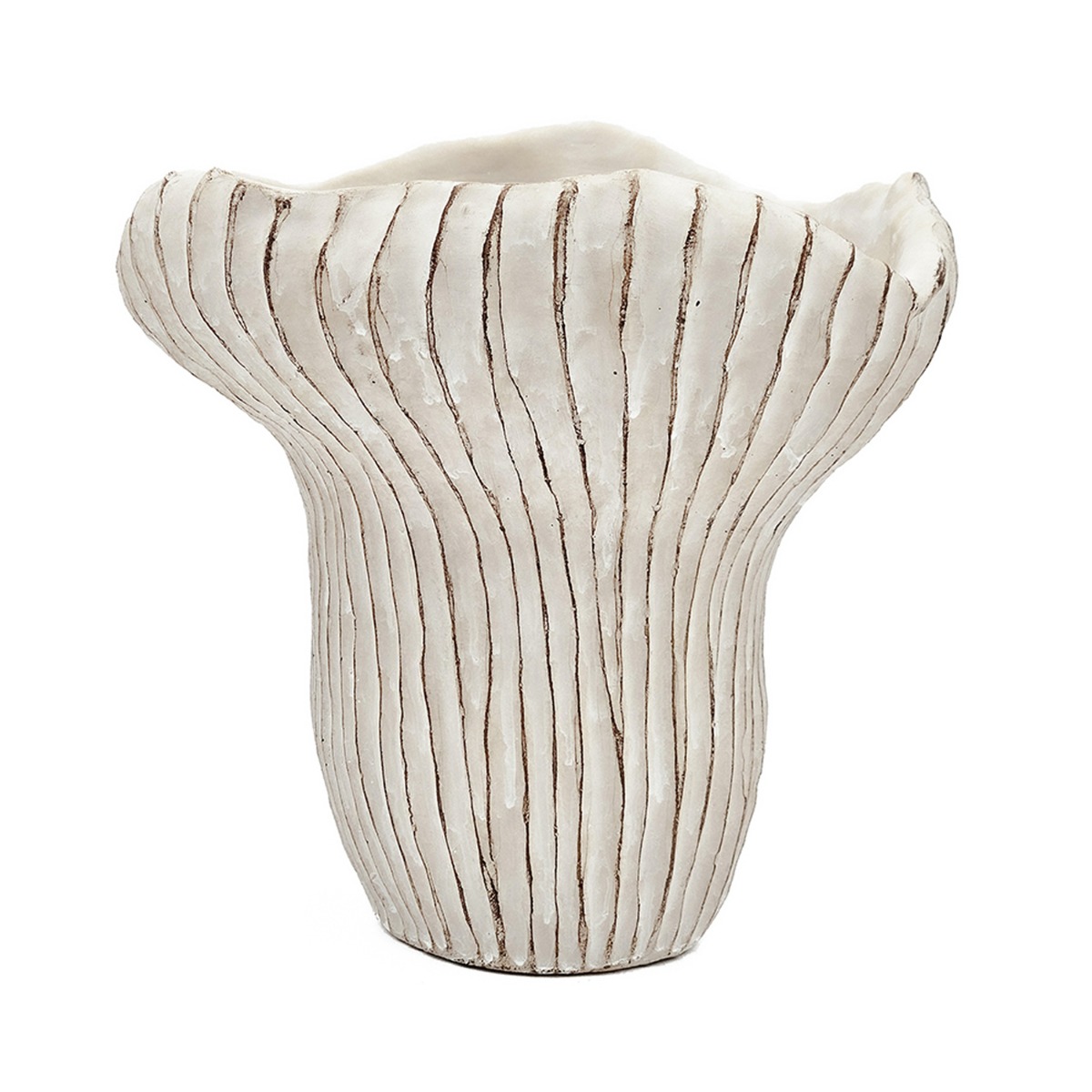 Artekko Cement Μπεζ Τσιμεντένιο Διακοσμητικό Δοχείο Κασπώ (23.5x22.5x22)cm