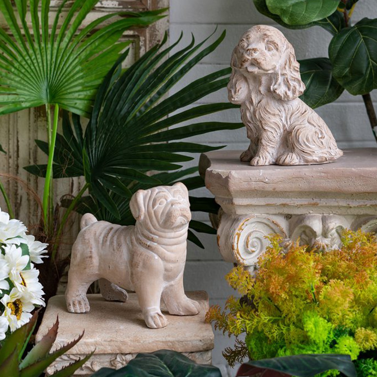 Artekko Cement Μπεζ Τσιμεντένιο Διακοσμητικό Σκυλάκι (19x14x22)cm