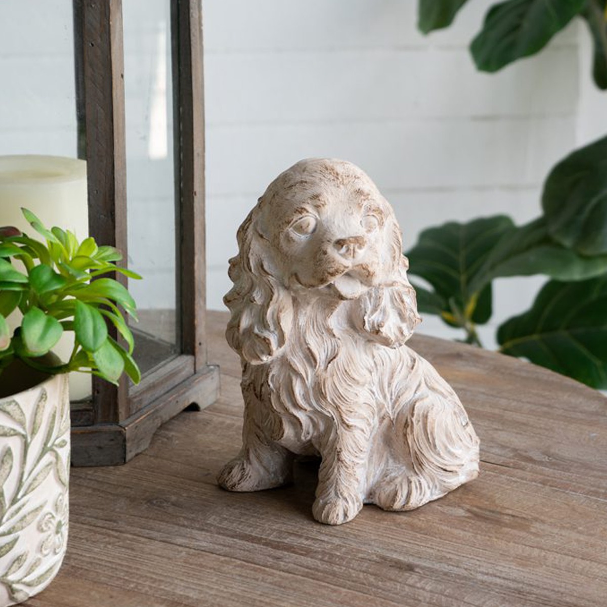 Artekko Cement Μπεζ Τσιμεντένιο Διακοσμητικό Σκυλάκι (19x14x22)cm