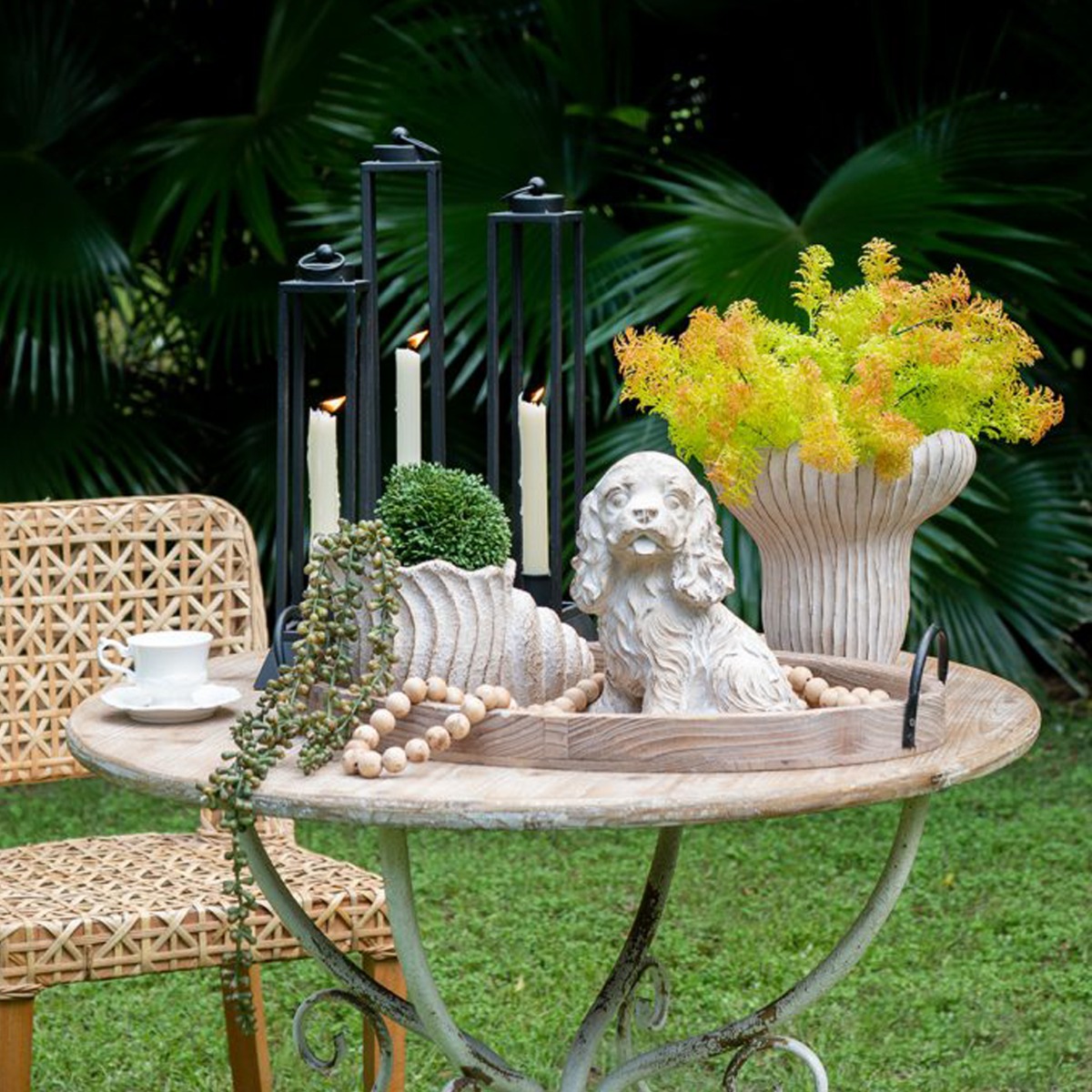 Artekko Cement Μπεζ Τσιμεντένιο Διακοσμητικό Σκυλάκι (19x14x22)cm