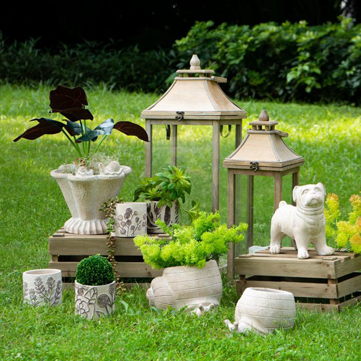 Artekko Cement Μπεζ Τσιμεντένιο Διακοσμητικό Δοχείο Κασπώ (25.5x24x22.5)cm