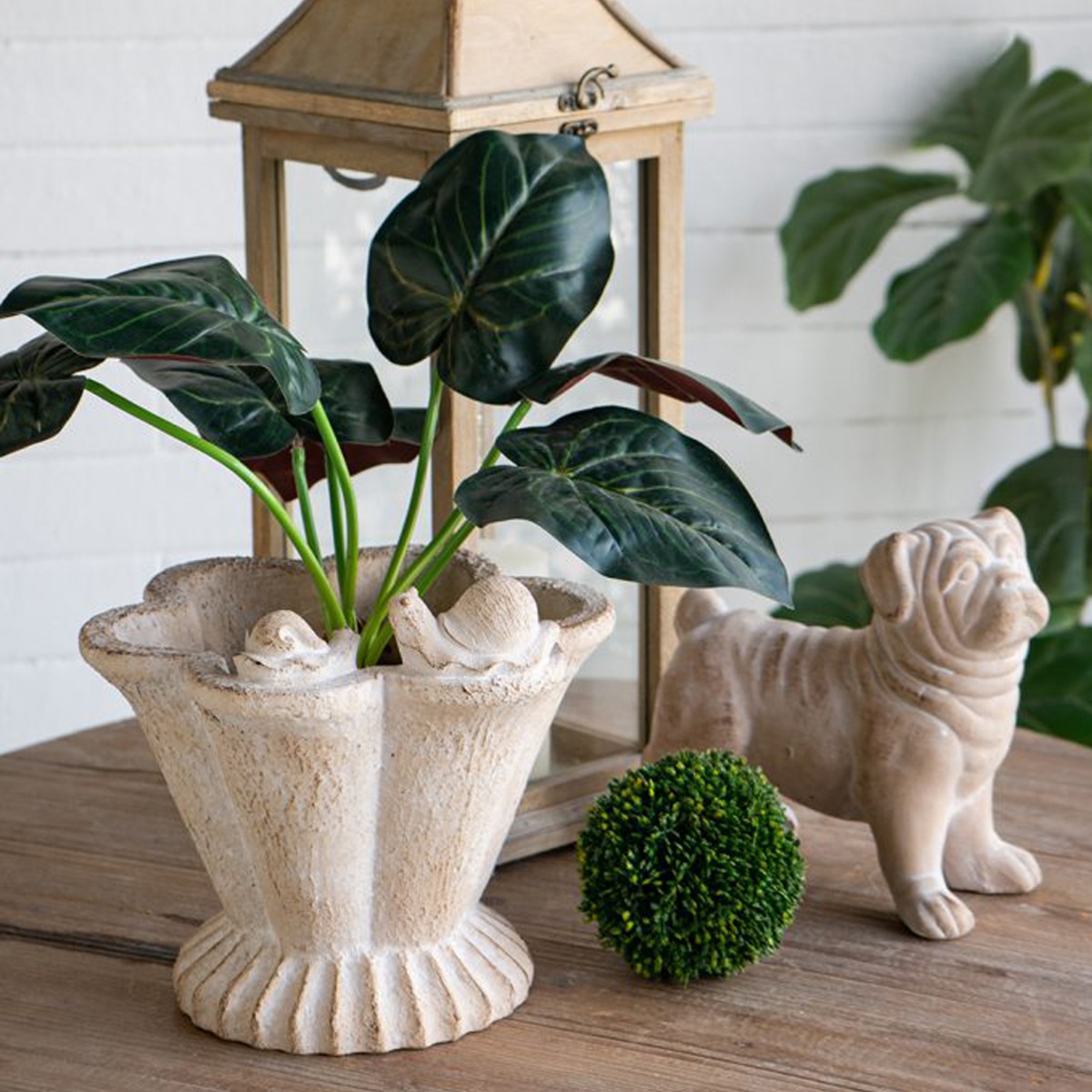 Artekko Cement Μπεζ Τσιμεντένιο Διακοσμητικό Δοχείο Κασπώ (25.5x24x22.5)cm