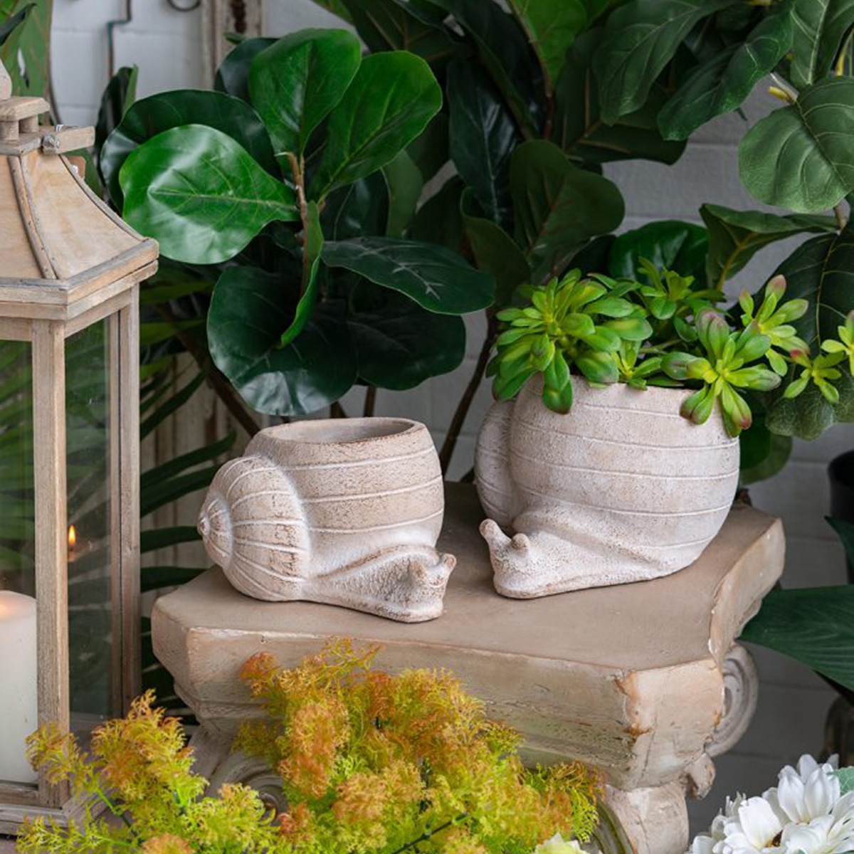 Artekko Cement Μπεζ Τσιμεντένιο Διακοσμητικό Δοχείο Κασπώ (21x18x12)cm