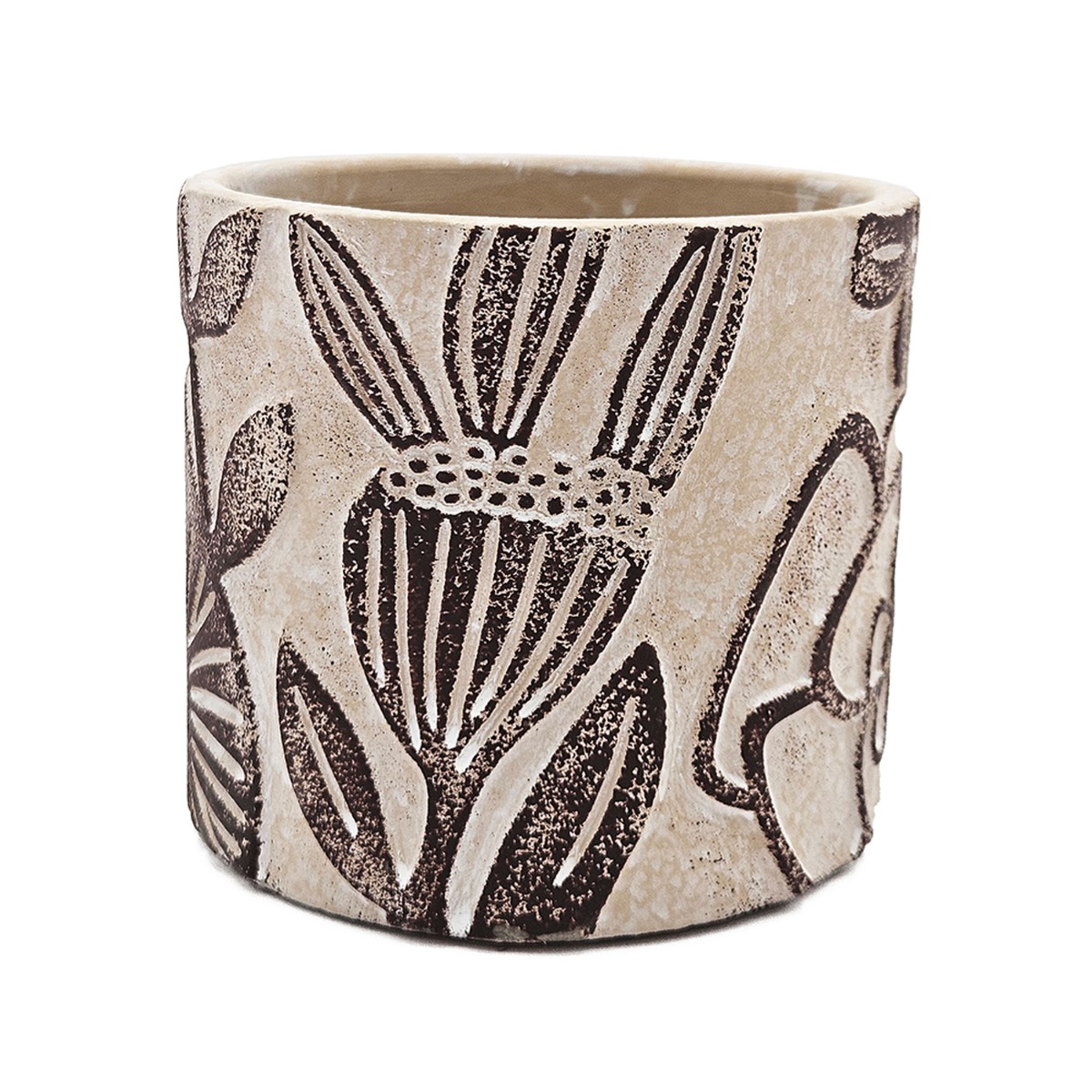 Artekko Cement Μπεζ Τσιμεντένια Διακοσμητικά Κασπώ με Σχέδια (11x11x10)cm 4pcs