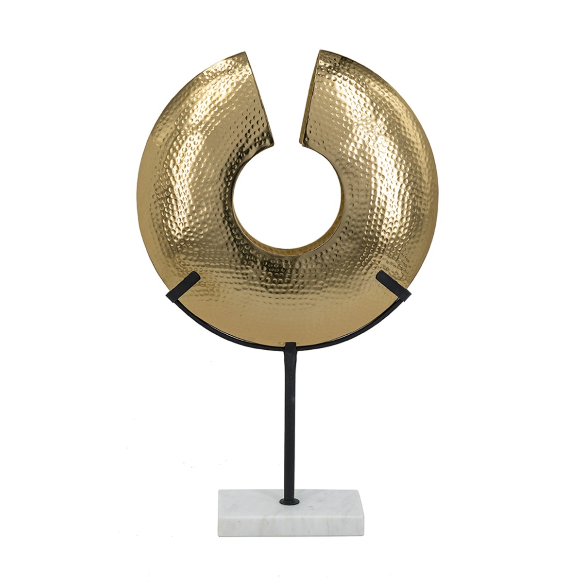 Artekko Zuccal Χρυσό Μεταλλικό Επιτραπέζιο Διακοσμητικό σε Λευκή Μαρμάρινη Βάση (35x10x59)cm