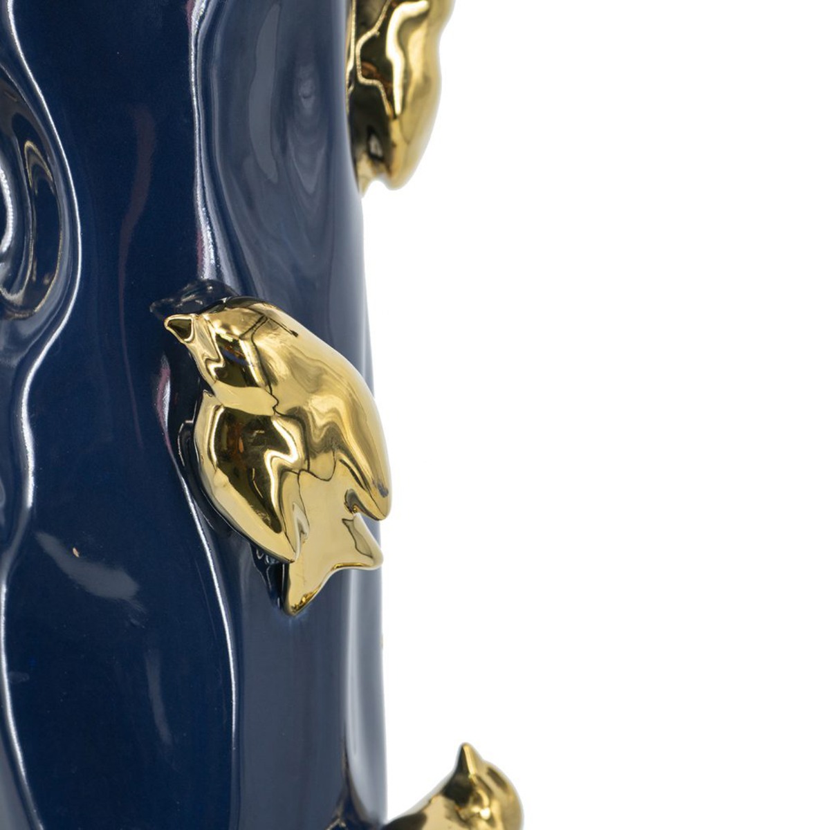 Artekko Bird Μπλε Κεραμικό Βάζο με Χρυσά Πουλιά (20.5x20.5x39.5)cm