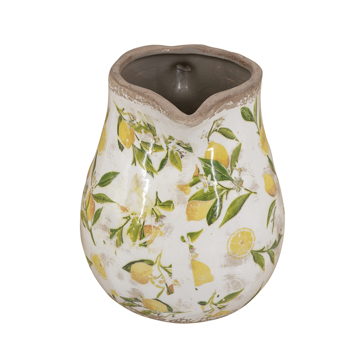 Artekko Lemon Λευκή Κεραμική Διακοσμητική Κανάτα με Λεμόνια (20x16.5x20)cm