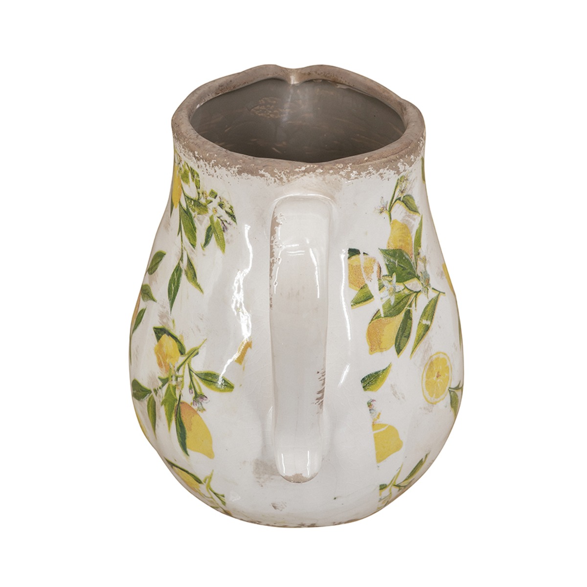 Artekko Lemon Λευκή Κεραμική Διακοσμητική Κανάτα με Λεμόνια (20x16.5x20)cm
