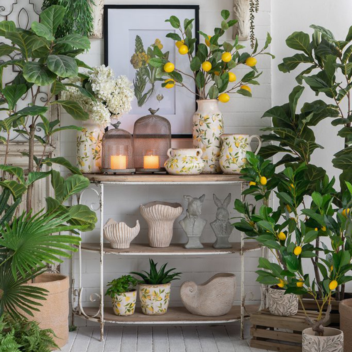 Artekko Lemon Λευκή Κεραμική Διακοσμητική Κανάτα με Λεμόνια (20x16.5x20)cm