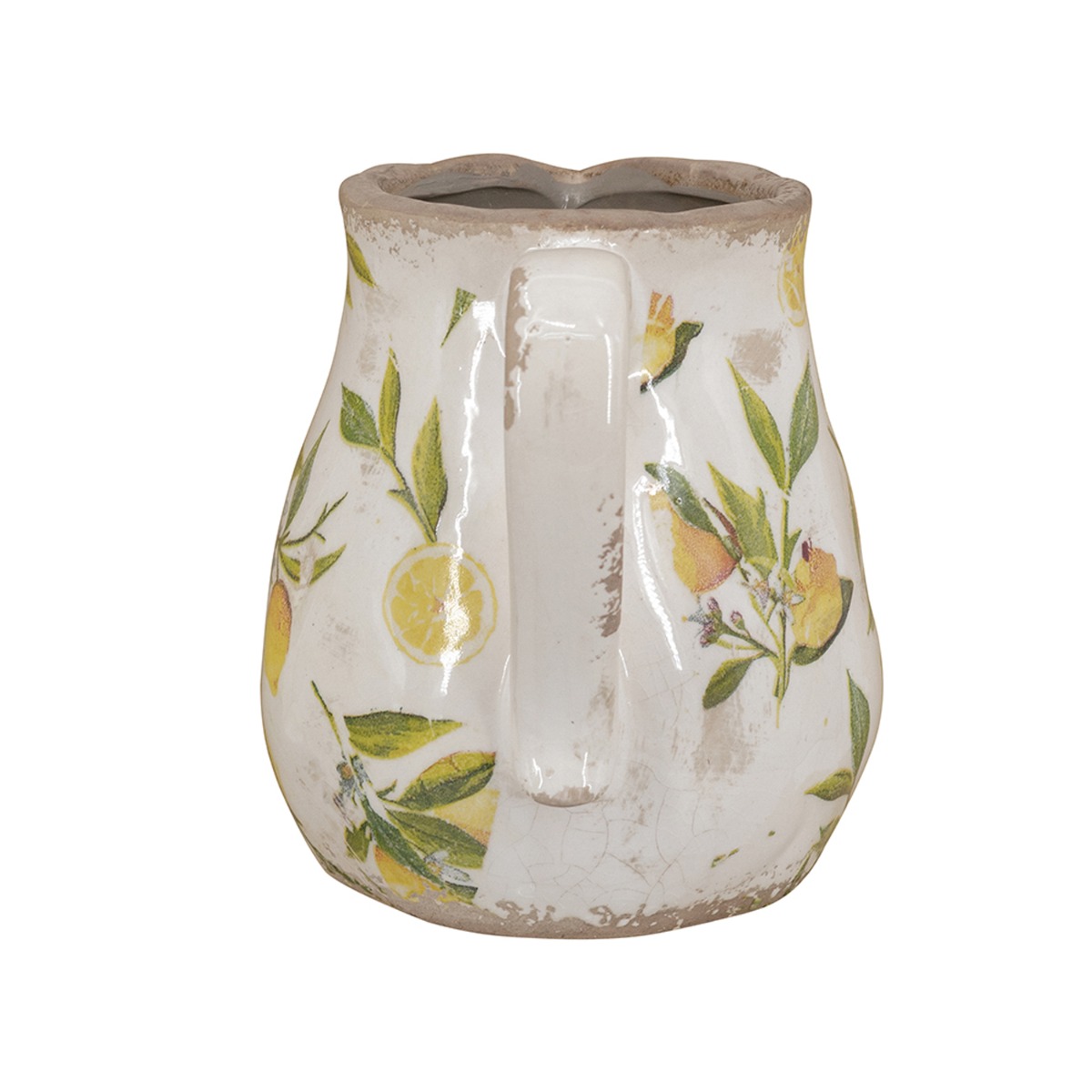 Artekko Lemon Λευκή Κεραμική Διακοσμητική Κανάτα με Λεμόνια (16x13x15.5)cm