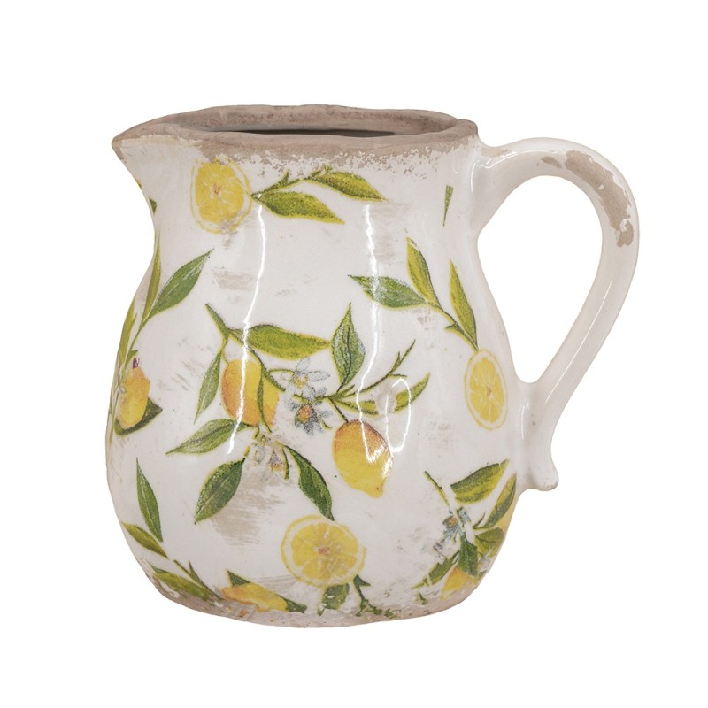 Artekko Lemon Λευκή Κεραμική Διακοσμητική Κανάτα με Λεμόνια (16x13x15.5)cm