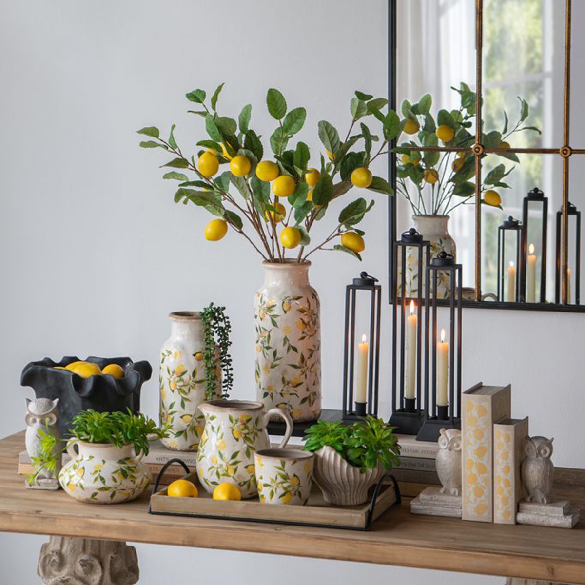 Artekko Lemon Λευκά Κεραμικά Κασπώ με Λεμόνια (16x16x15.5)cm 2pcs