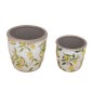 Artekko Lemon Λευκά Κεραμικά Κασπώ με Λεμόνια (16x16x15.5)cm 2pcs