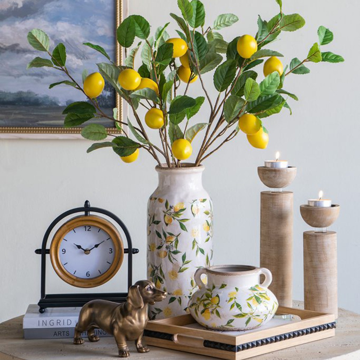 Artekko Lemon Λευκό Κεραμικό Βάζο με Λεμόνια (13.2x20.5x20.5)cm