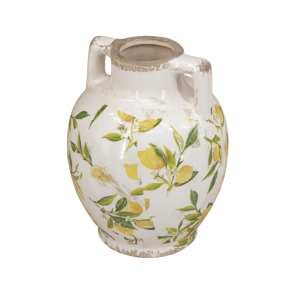 Artekko Lemon Λευκό Κεραμικό Βάζο με Λεμόνια (22x17x17)cm