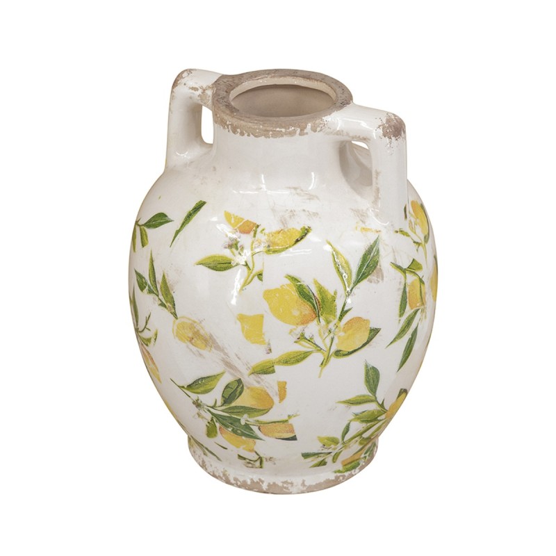 Artekko Lemon Λευκό Κεραμικό Βάζο με Λεμόνια (22x17x17)cm