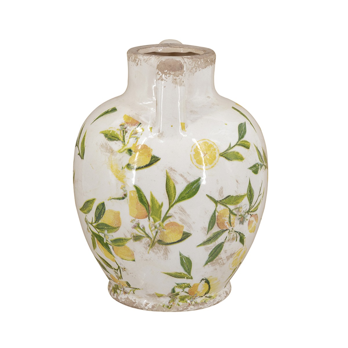Artekko Lemon Λευκό Κεραμικό Βάζο με Λεμόνια (22x17x17)cm