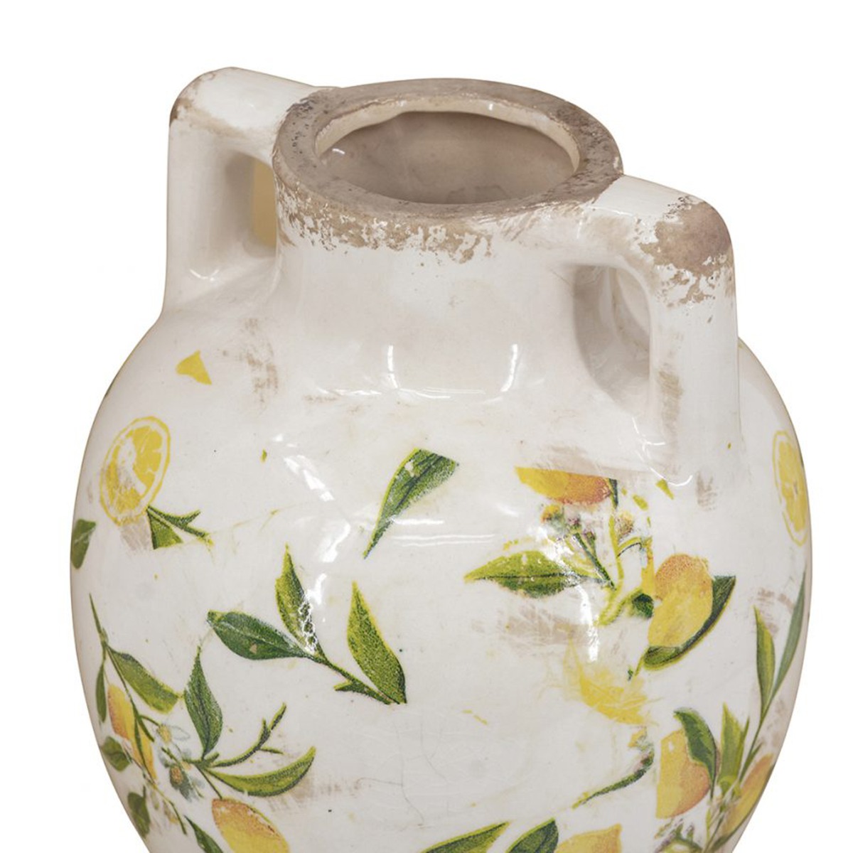 Artekko Lemon Λευκό Κεραμικό Βάζο με Λεμόνια (22x17x17)cm